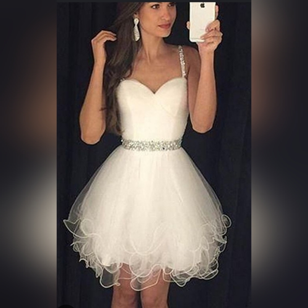 Elegant White Beaded A-Line Wedding Dress